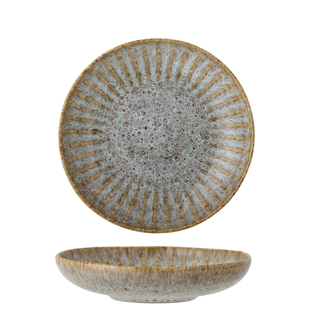 82068008 - Fleur Plate Deep, Nature, Stoneware STOCK: 300