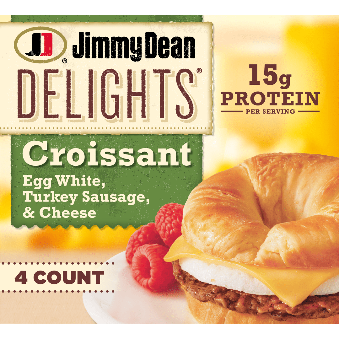 Jimmy Dean Delights Croissant Breakfast Sandwiches with Turkey Sausage, Egg White, and Cheese, Frozen, 4 Count