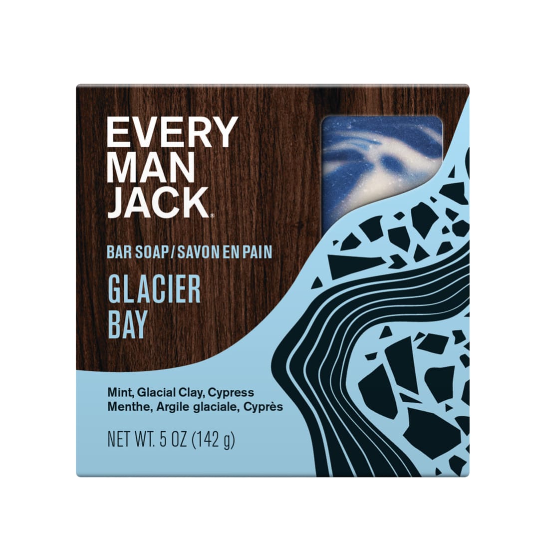 Every Man Jack Cold Plunge Mens Bar Soap - Glacier Bay Scent with notes of Uplifting Mint, Cypress, and Cooling Glacier Clay - Deeply Cleans, Hydrates with Naturally Derived Ingredients - 142g