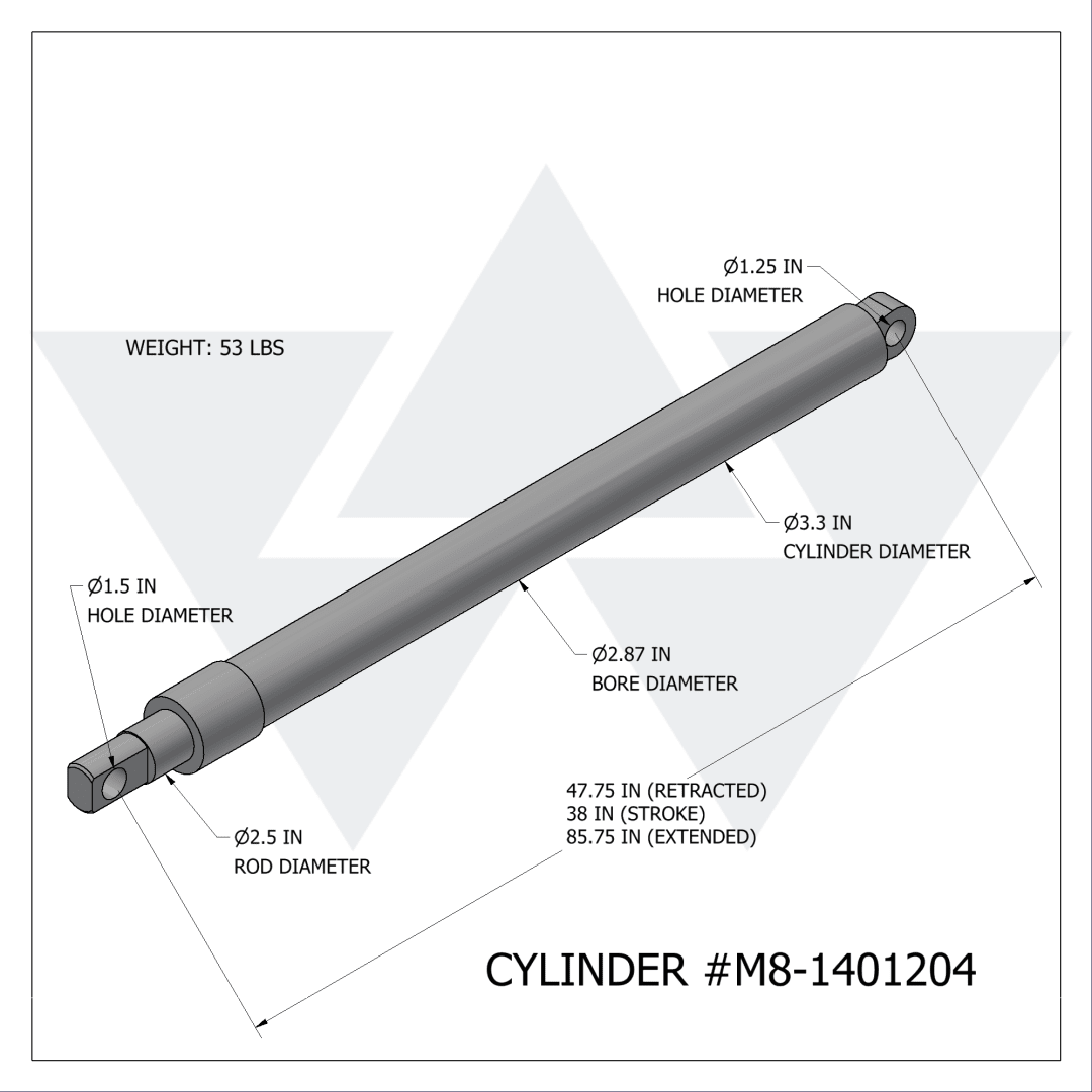 Wastebuilt® Replacement for McNeilus Cylinder, 2.87x2.50x38 Tailgate, HD