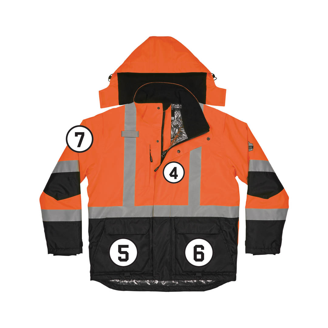 GloWear 8390X X-Back Hi-Vis Winter Jacket with ampliFIRE Heat Reflective Lining - ANSI/ISEA 107 Type R, Class 3; CSA Z96:22 Class 2 Level 2