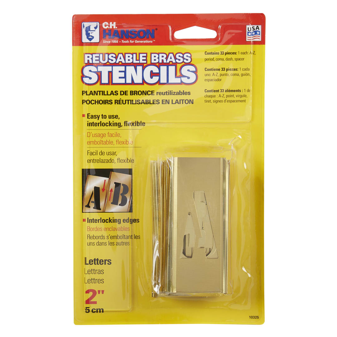 Stencil Set-Letter 2" Brass 33 Pieces