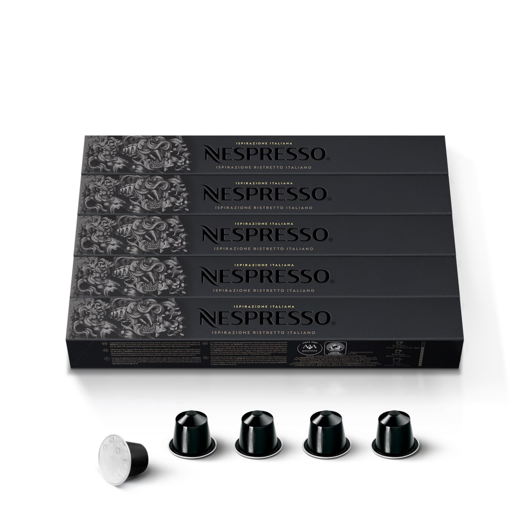 Nespresso Capsules Original, Ristretto Italiano, Dark Roast Espresso Coffee, 50-Count Espresso Pods