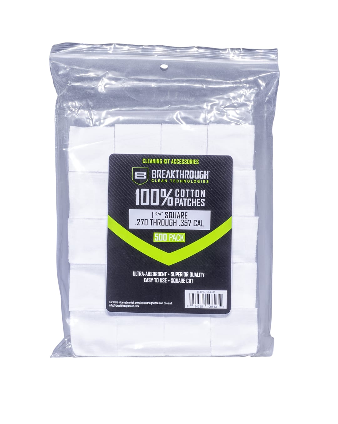 BCT™ Cotton Patches, 1.75" Square, .270 Thru .357 Caliber, 500-Pack