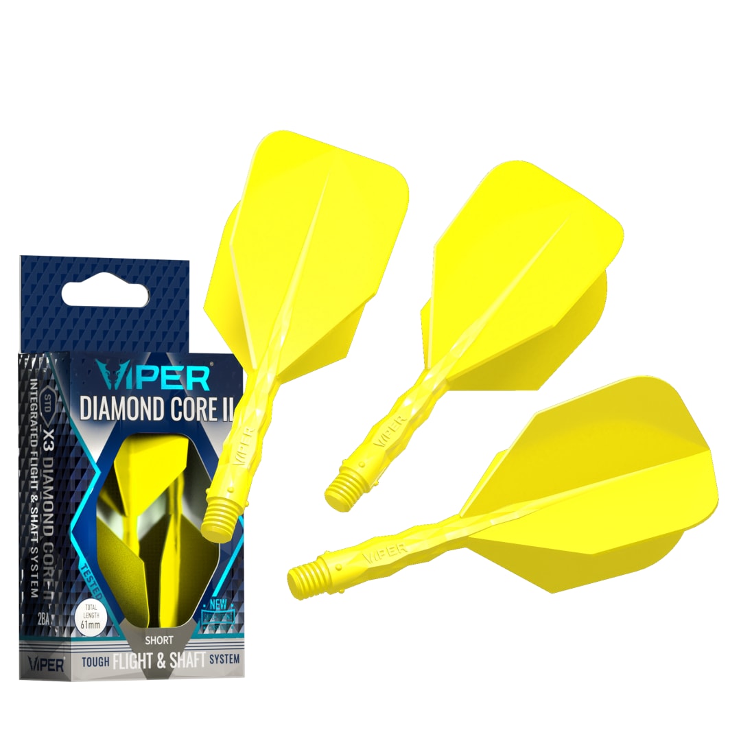 Viper Diamond Core II Integrated Dart Flight & Shaft System - Short Shaft, Standard Flight - Neon Yellow