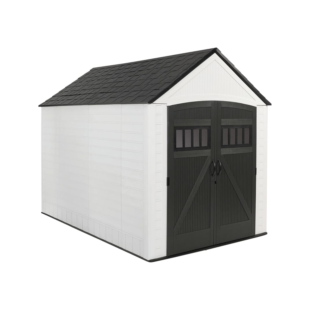 Rubbermaid Roughneck 7'x10'5" Storage Shed, White/Charcoal