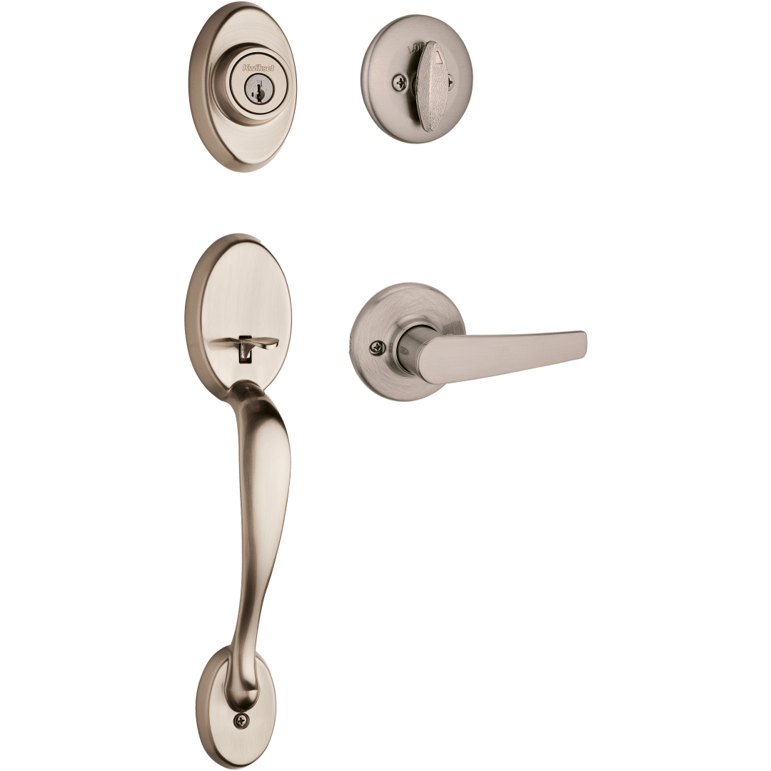 Chelsea Single Cylinder Handleset w/Delta Lever featuring SmartKey Security™ in Satin Nickel