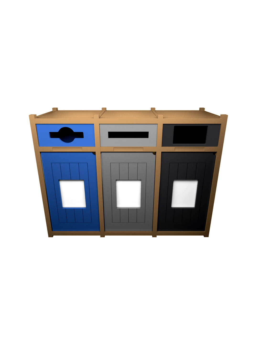  VISION - Triple - Unit - Mixed-Slot-Rectangle - Cedar-Blue-Grey-Black