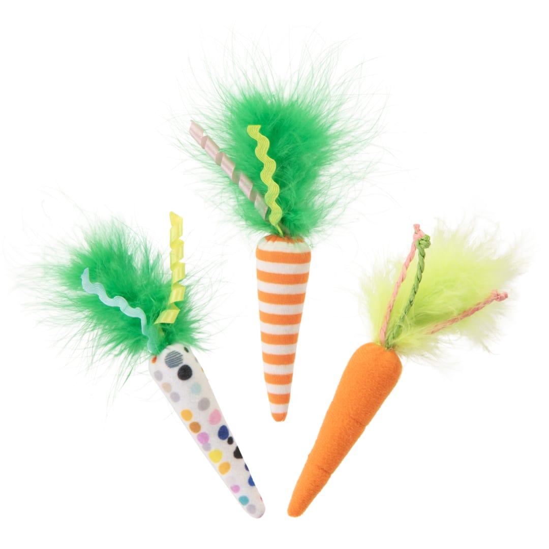 SmartyKat Catnip Carrot Crinkle Plush Carrot Catnip Cat Toy, Assorted, Colors
