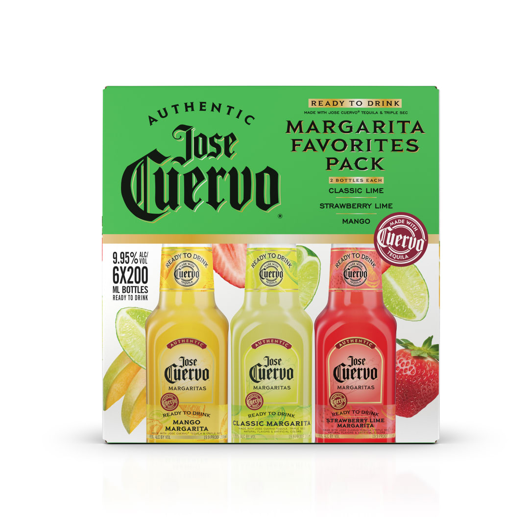 Jose Cuervo Authentic Margarita Favorites Pack Classic Lime, Strawberry Lime, and Mango