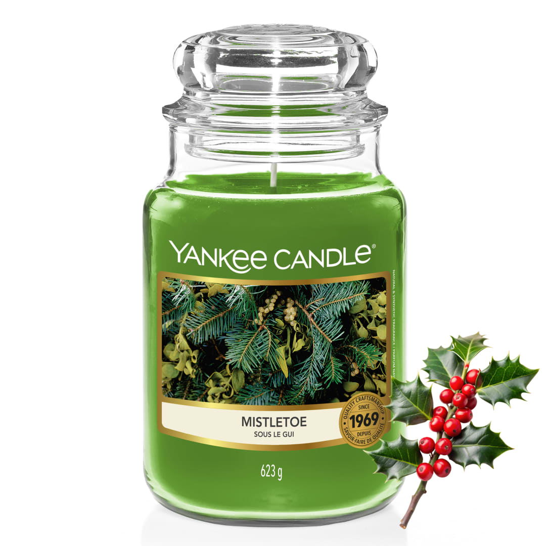 Yankee Candle Vela aromática | Mistletoe vela en tarro grande | Velas de larga duración: hasta 150 h | Regalos de Navidad perfectos para mujeres
