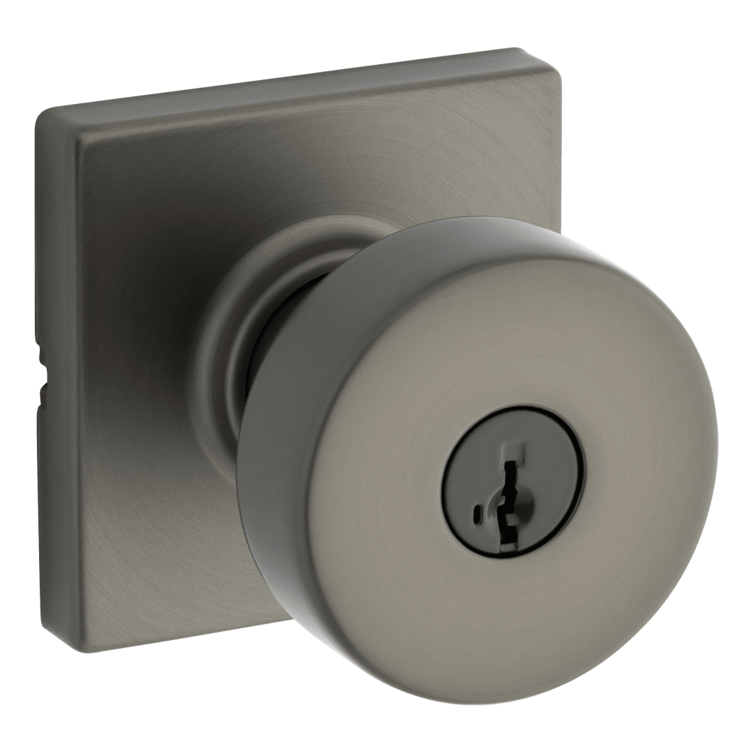 Pismo Keyed Entry Knob featuring SmartKey Security™ w/ Square Rose in Gunmetal