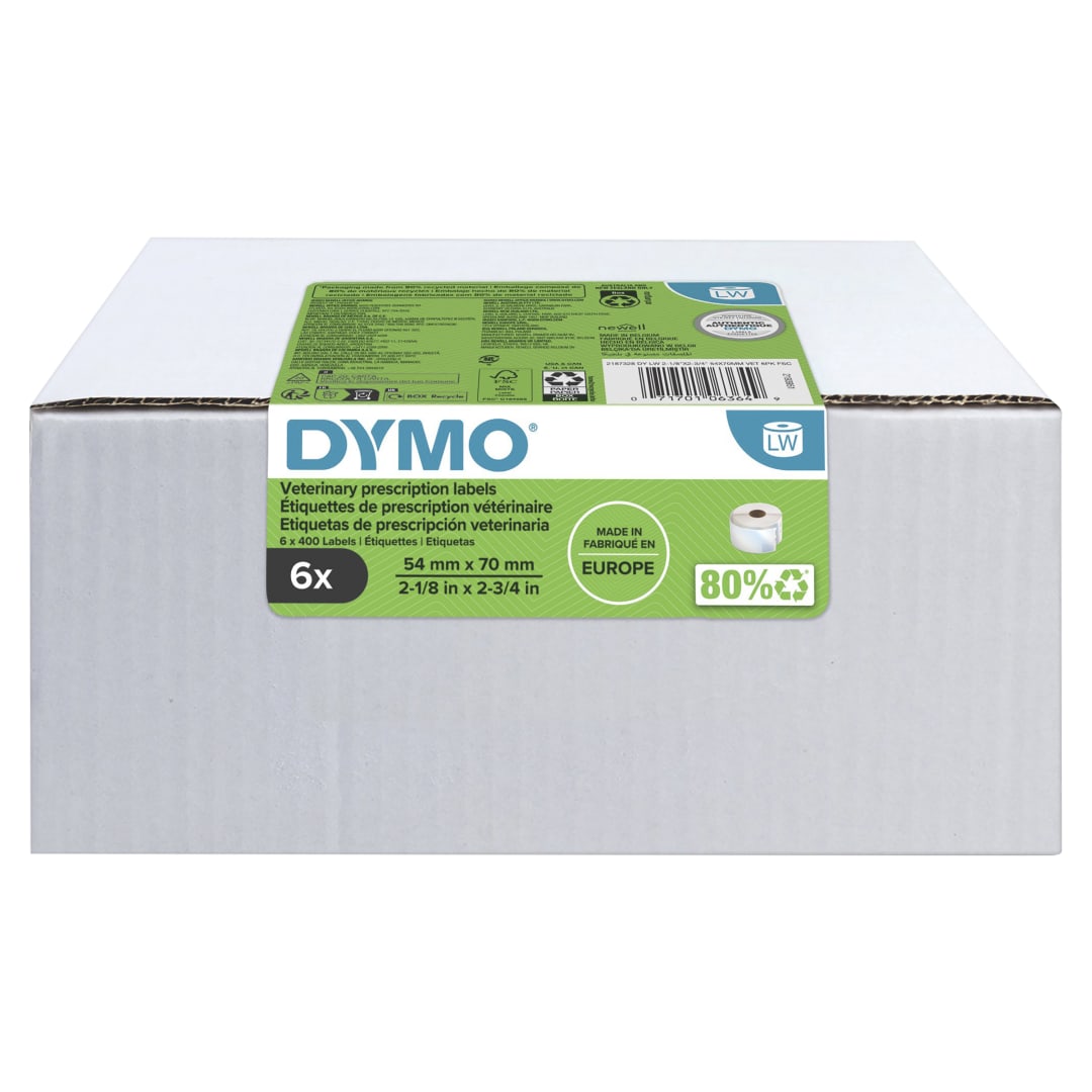 DYMO® LabelWriter™ Veterinary Prescription Labels, 54 mm x 70 mm, 2400 labels