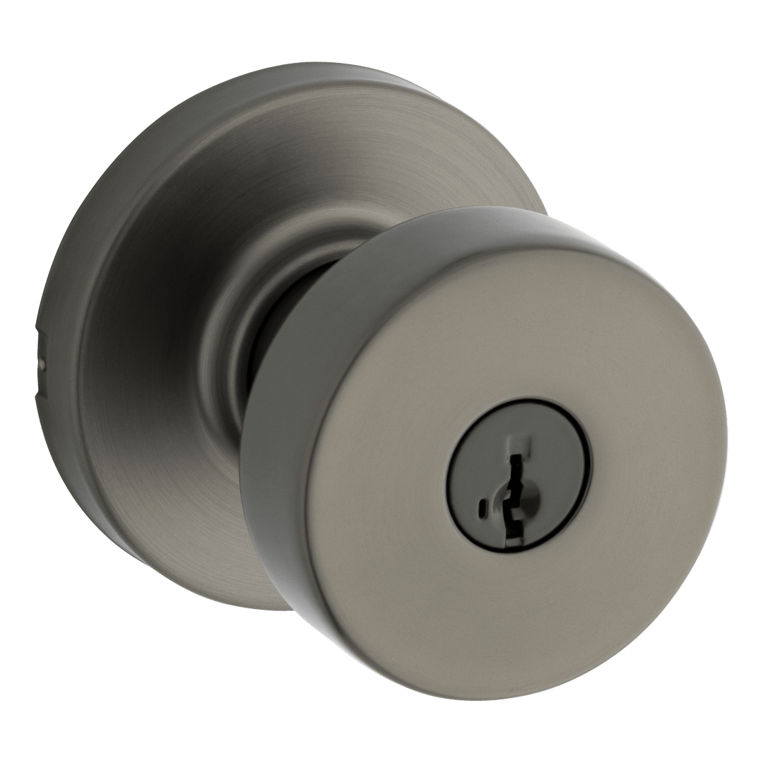 Pismo Keyed Entry Knob featuring SmartKey Security™ w/ Round Rose in Gunmetal
