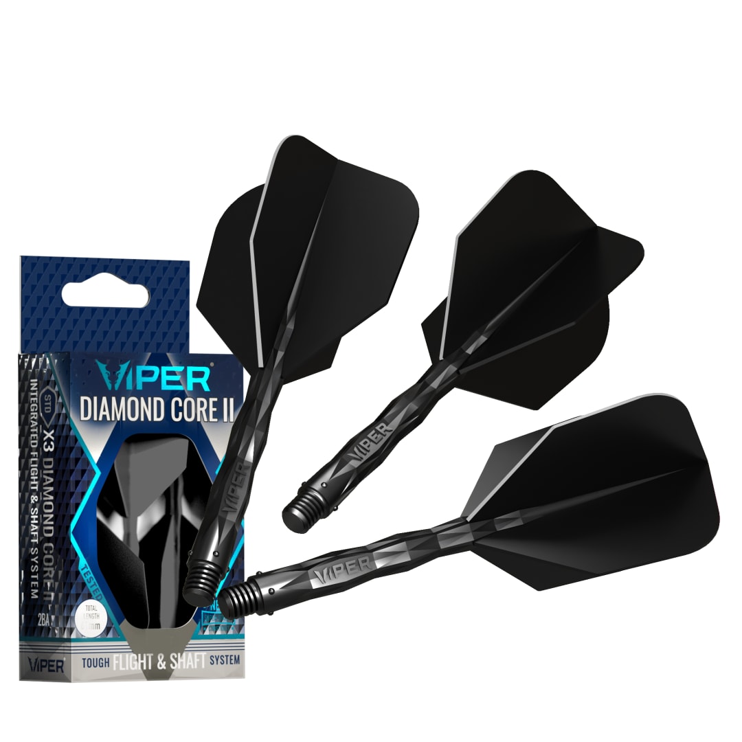 Viper Diamond Core II Integrated Dart Flight & Shaft System - Medium Shaft, Standard Flight - Black