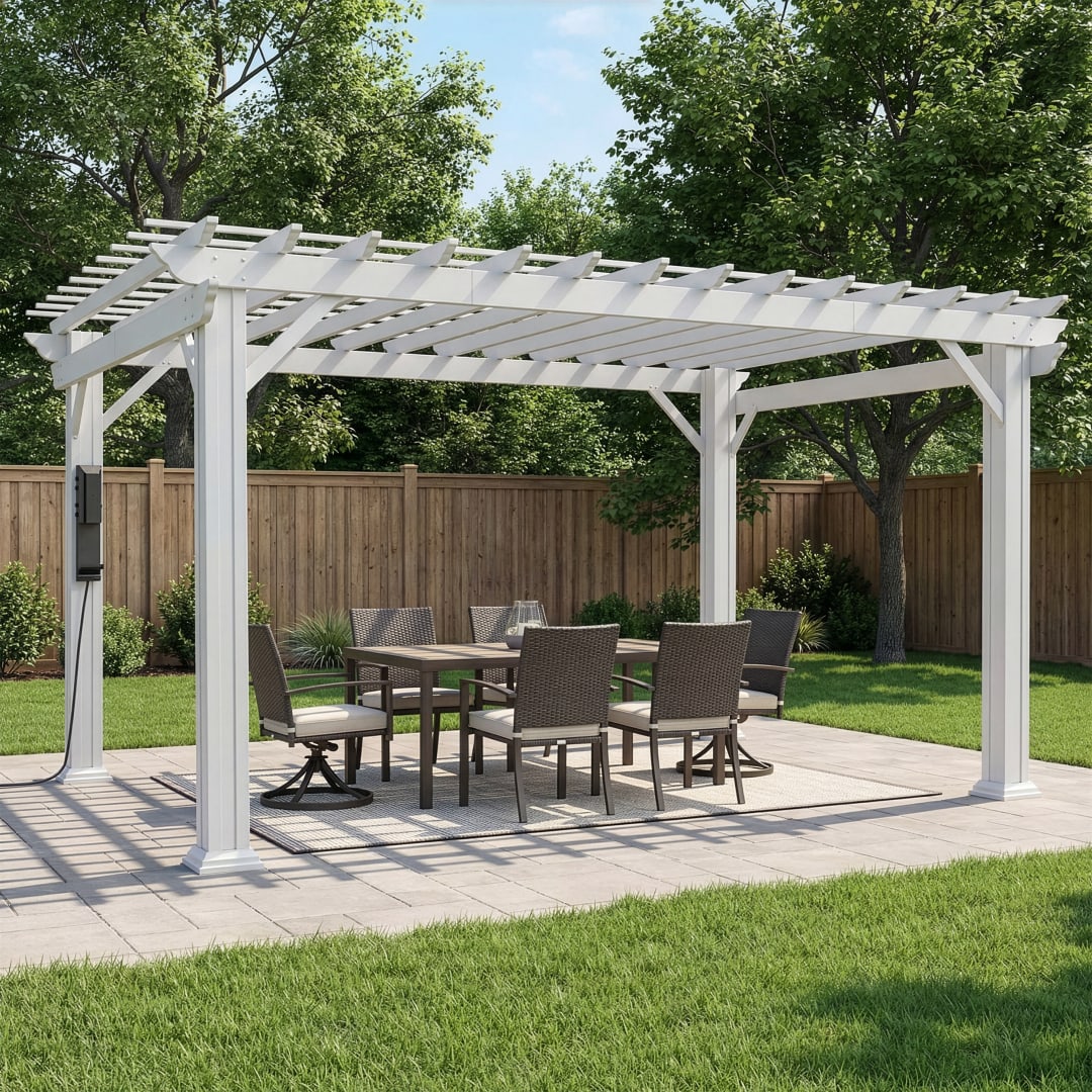Stratford Pergola White-14x12