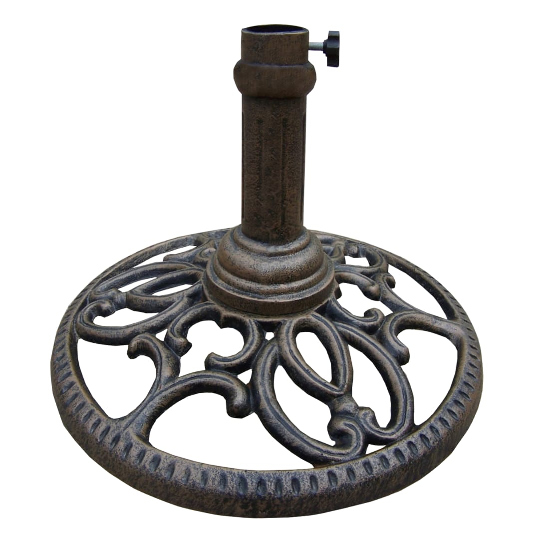 Antique Bronze 23 lb Round Cast Iron Umbrella Stand Base Weight