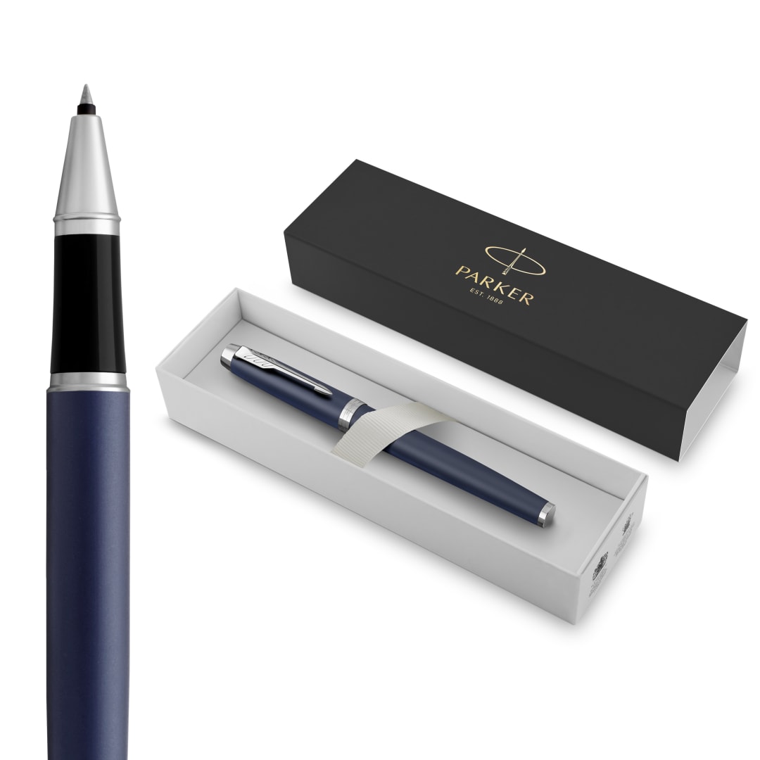 Parker Im Bolígrafo Roller, Punto Fino, Color Azul Mate, Tinta Negra, En Estuche De Regalo