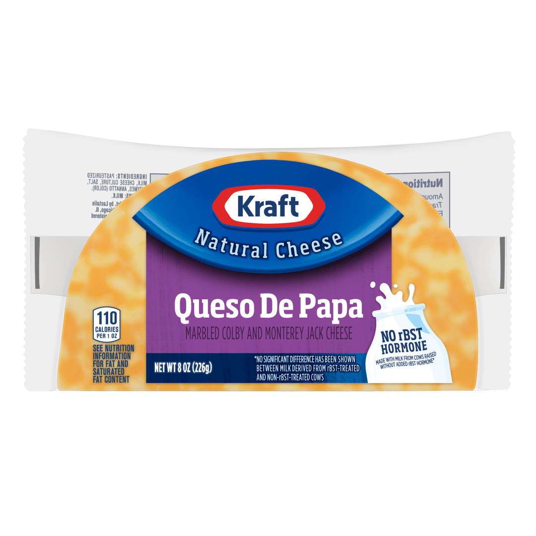 Kraft Queso de Papa Marbled Colby &amp; Monterey Jack Cheese Brick 8 oz Wrapper