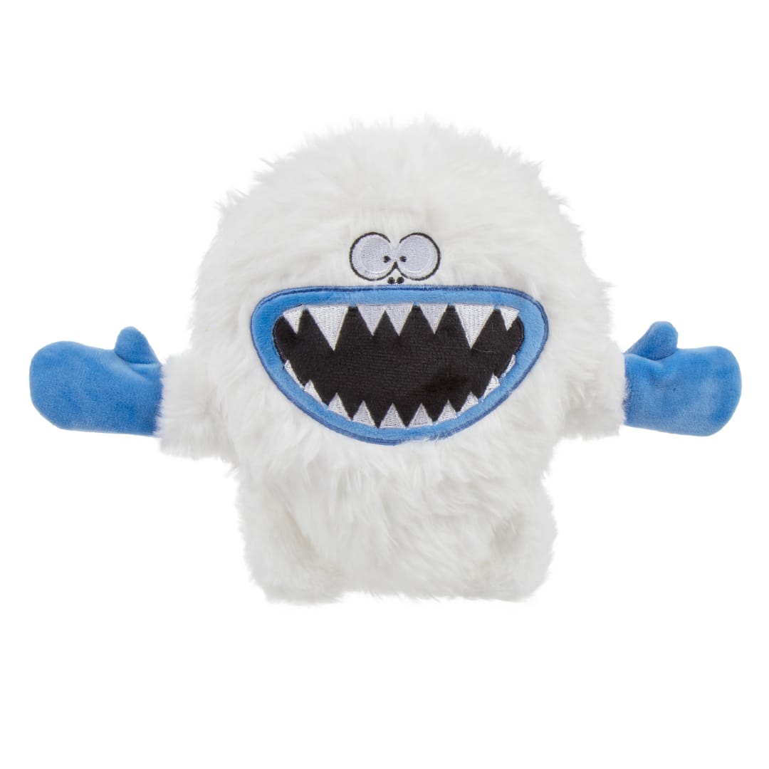 goDog Holiday Collection Yeti Squeaky Plush Dog Toy With Chew Guard Technology, Large, White