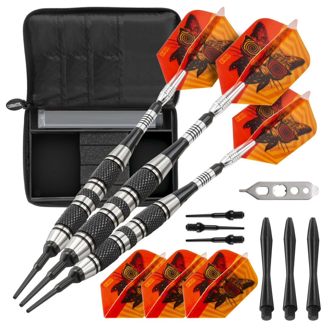 Viper The Freak Soft Tip Darts Knurled and Shark Fin Barrel 18 Grams and Casemaster Select Black Nylon Dart Case