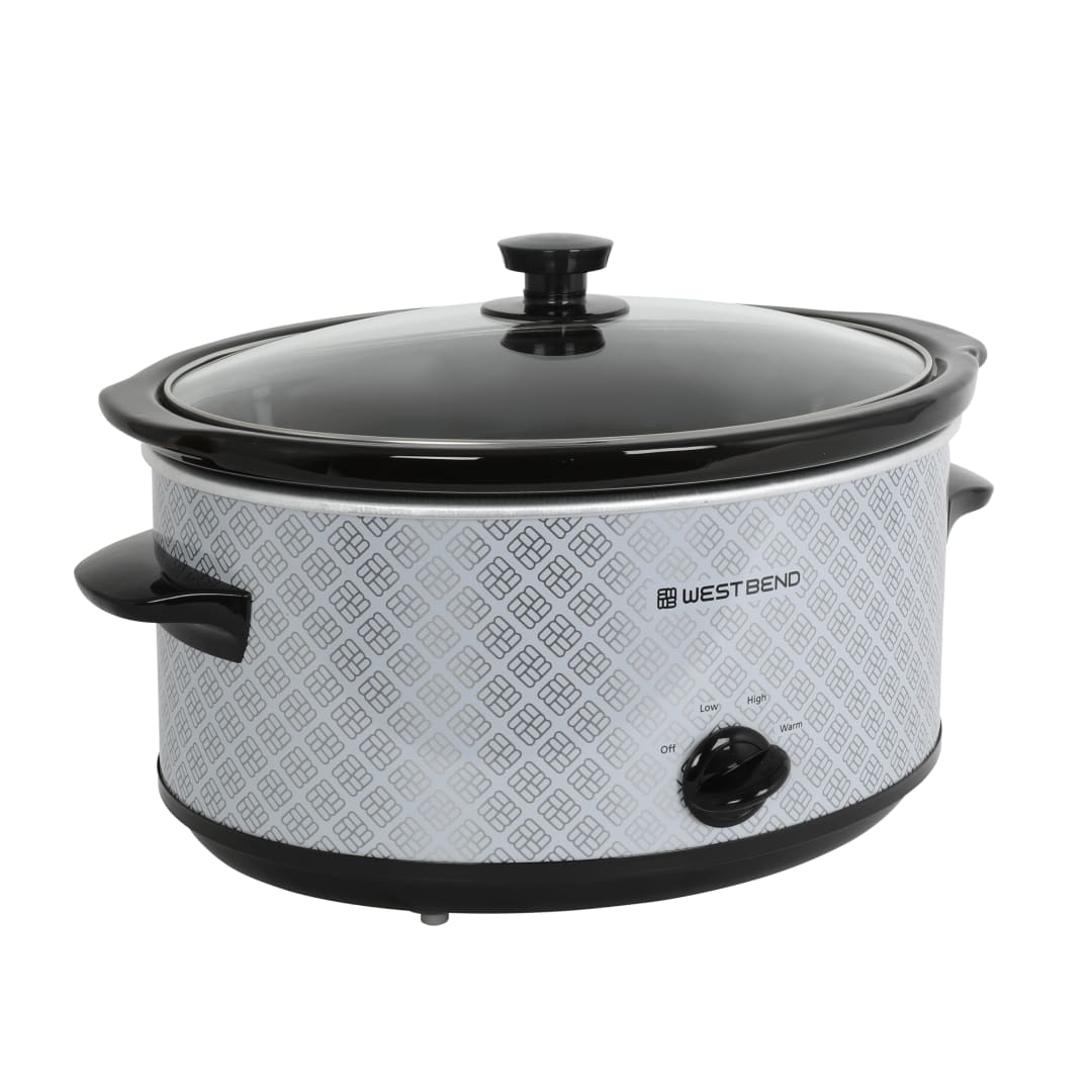 West Bend Pattern Slow Cooker, 6 Qt. Capacity in Silver (SCWB6QPTSV13)