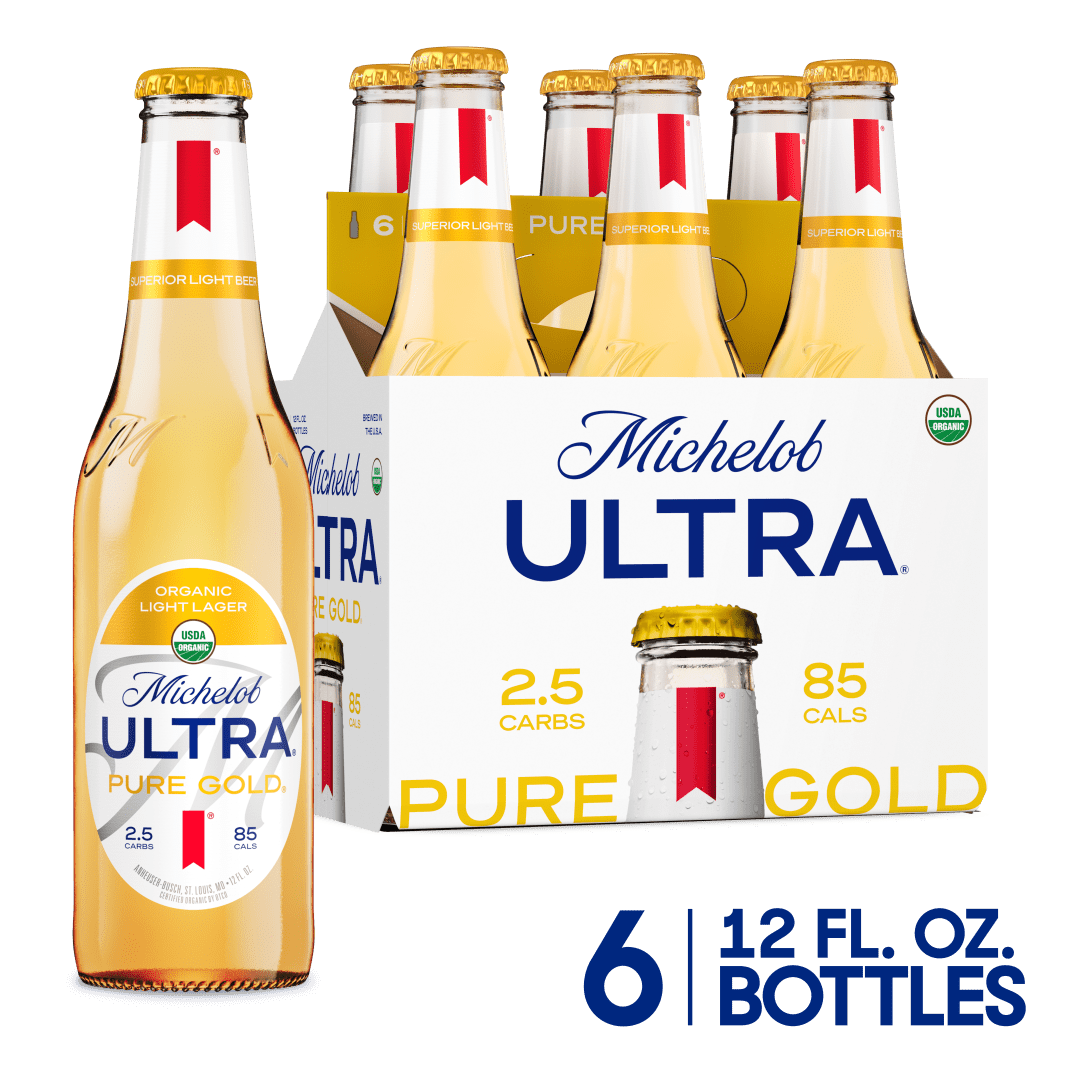 Michelob ULTRA Pure Gold Organic Light American Lager Beer 6 Pack, 12 fl oz Bottles