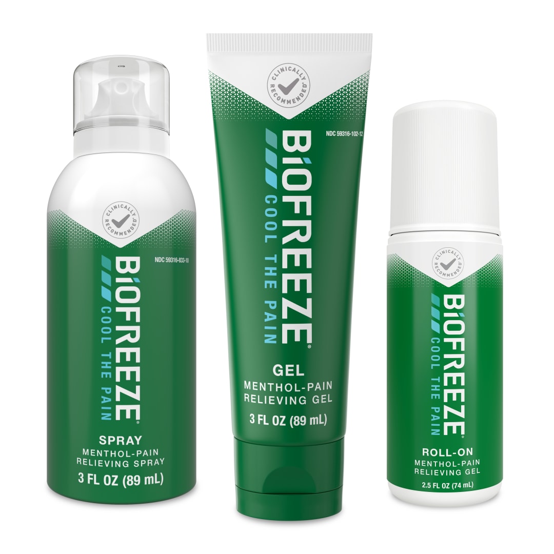 Biofreeze Pain Relief Gel Multi-Pack, Variety Pack Includes Tube, Spray, and Roll-On