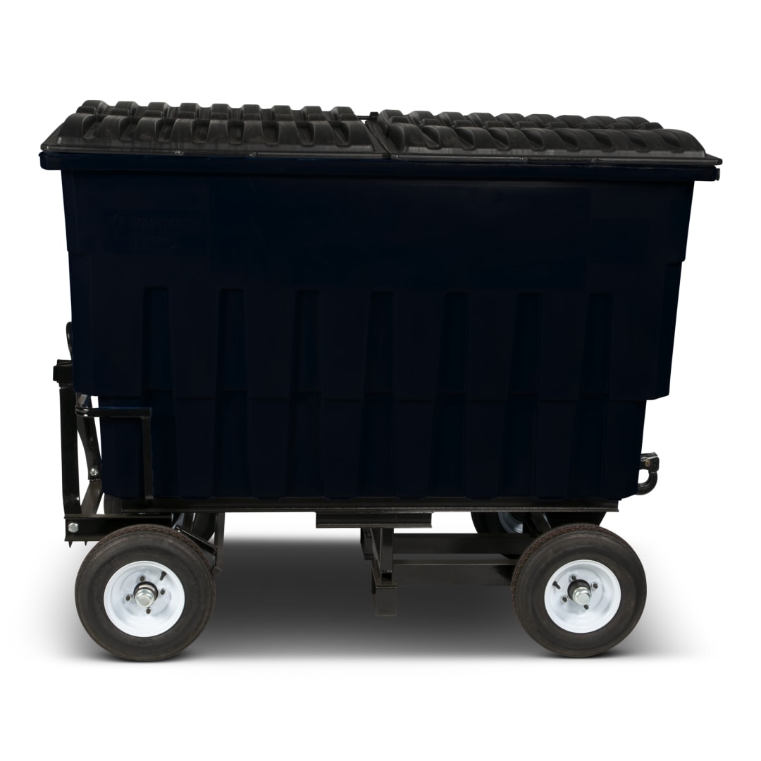 2 Cubic Yard 1000 lbs. Capacity Rapid Speed Towable Mobile Truck with Attached Black Lid - Black