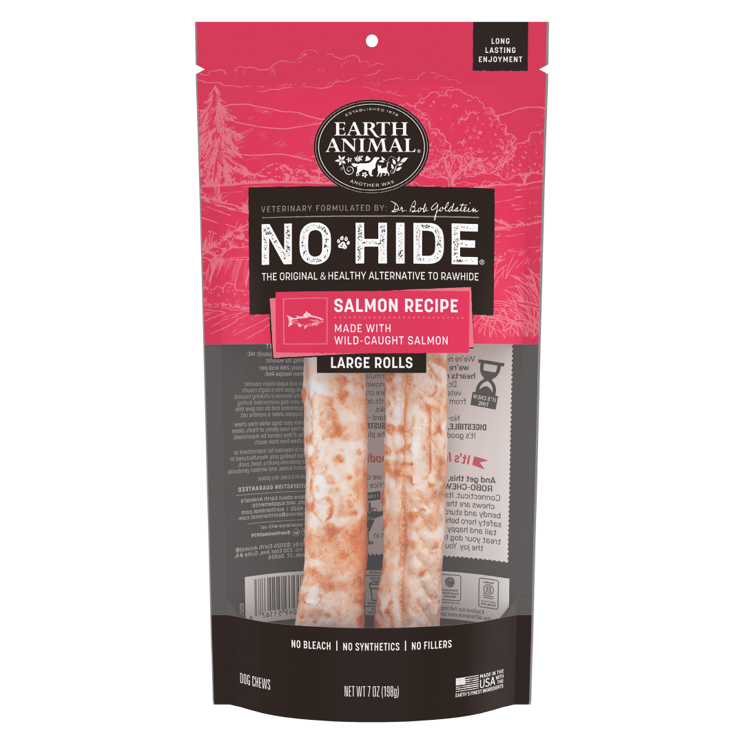 Earth Animal No-Hide Rolls Salmon Recipe Large Dog Chews, 2 Pack