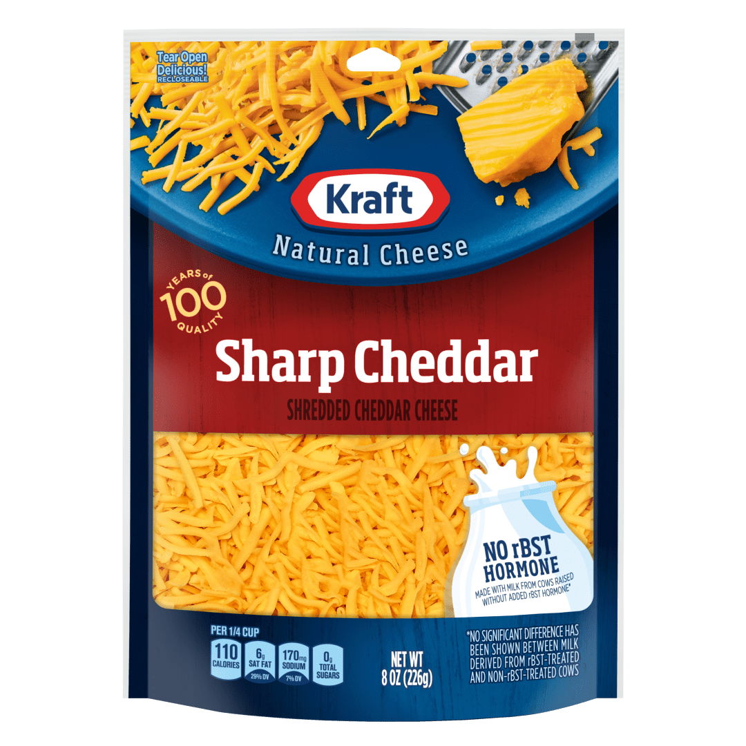 Kraft Natural Sharp Cheddar Shredded Cheese, 8 oz Bag