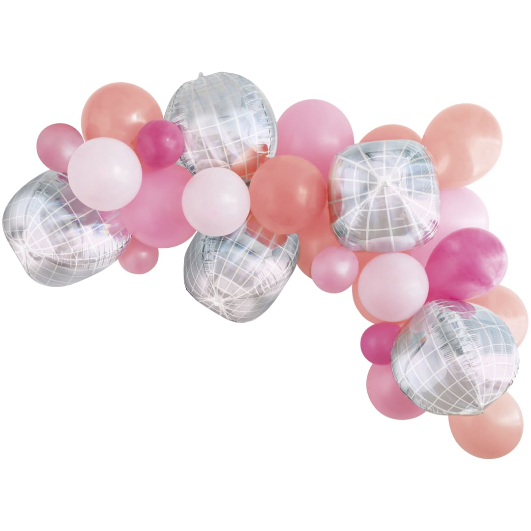 Summer Disco Assorted Iridescent Sphere &amp; Latex Balloon Arch Kit