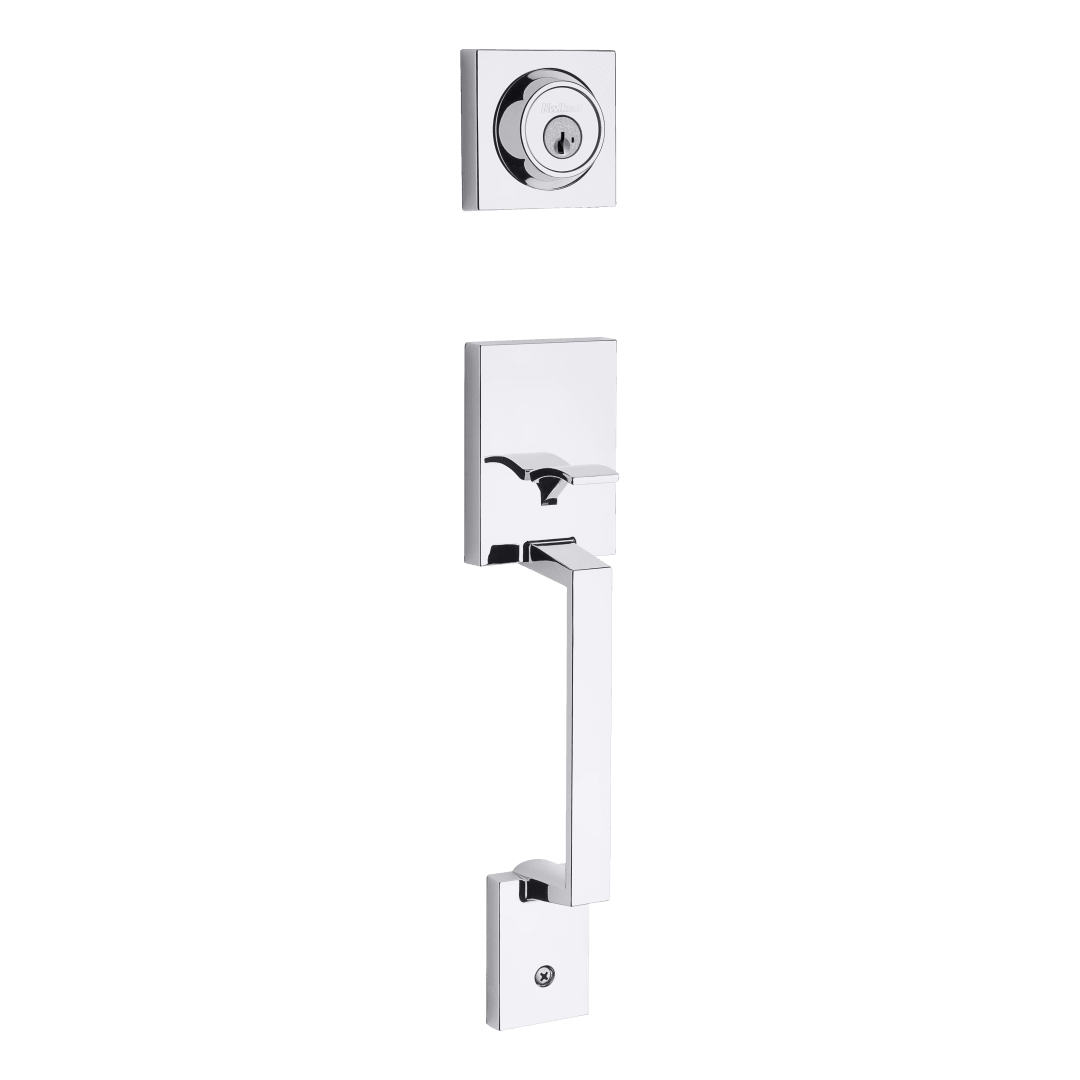 Amador Single Cylinder Entry Handleset with Deadbolt, without Interior Pack in Polished Chrome