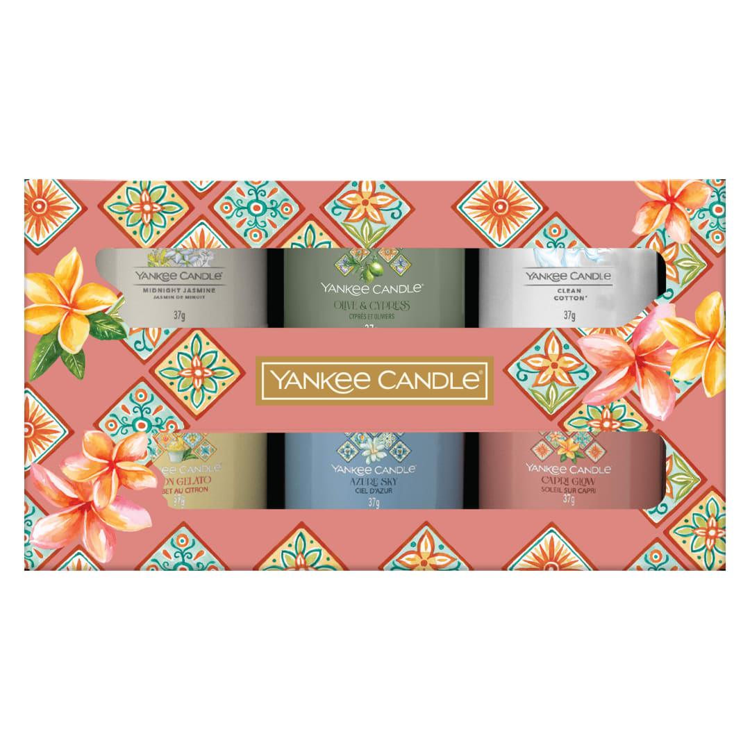 Yankee Candle Set de regalo de velas perfumadas | Mini velas votivas rellenas | Mezcla de cera de soja | Colección Hello Italy | Regalos perfectos para mujeres | 6 unidades