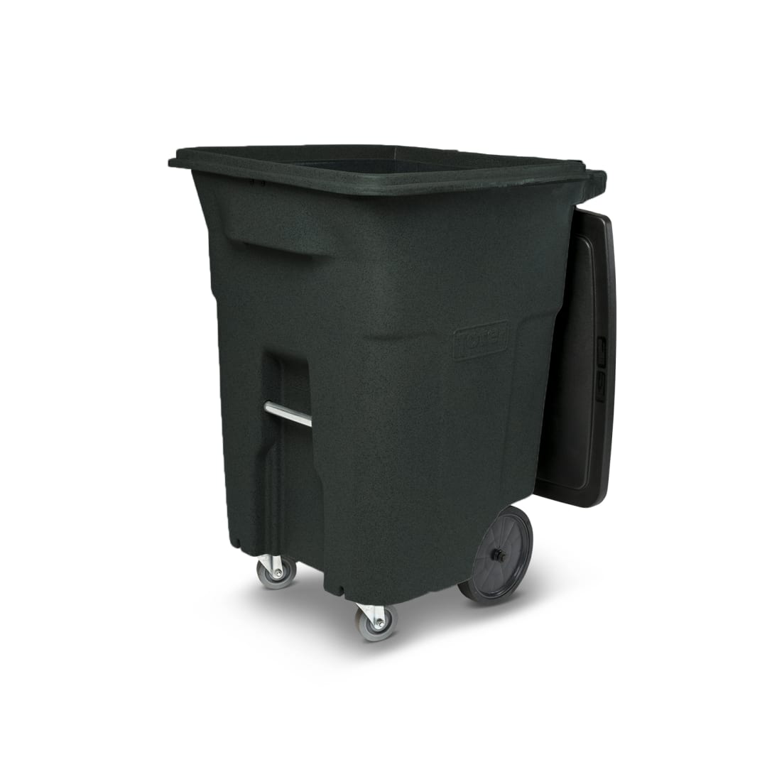 Toter 96 Gal. Greenstone Trash Can with Wheels and Lid (2 caster wheels 2 stationary wheels)