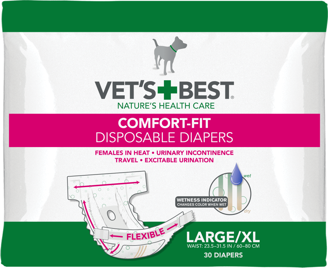 Vet's Best Comfort Fit Dog Diapers | Disposable Female Dog Diapers | Absorbent with Leak Proof Fit | Large/X-Large, 30 Count