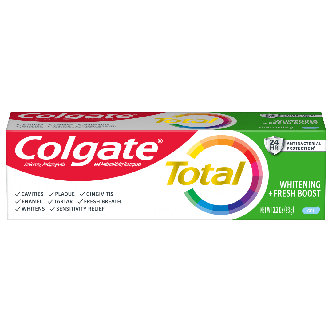 Colgate Total Whitening + Fresh Boost Toothpaste, Mint Toothpaste, 3.3 oz Tube