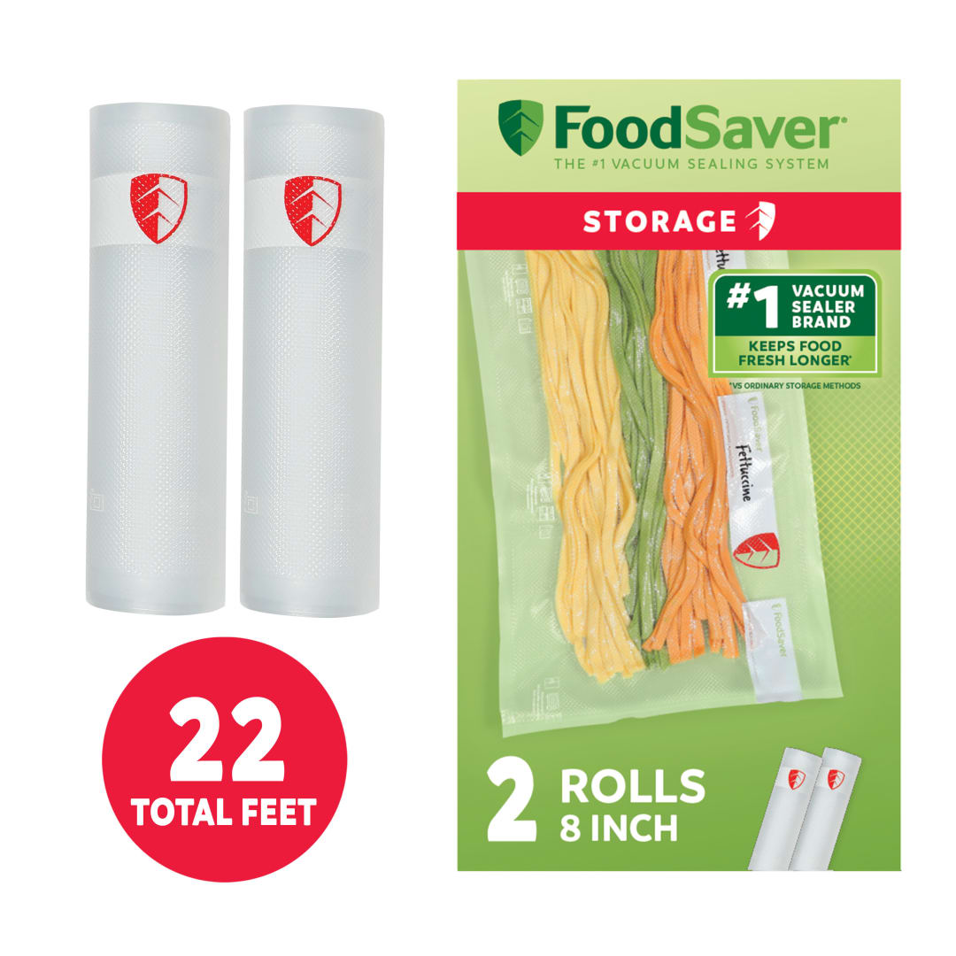 FoodSaver Vacuum Sealer Rolls, 2 Pack, 8" x 11' Rolls, BPA-Free Custom Size Storage Bags