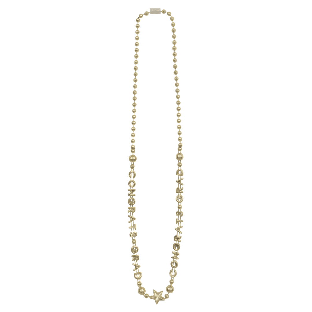 Gold "Congrats Grad" 32" Beaded Necklace