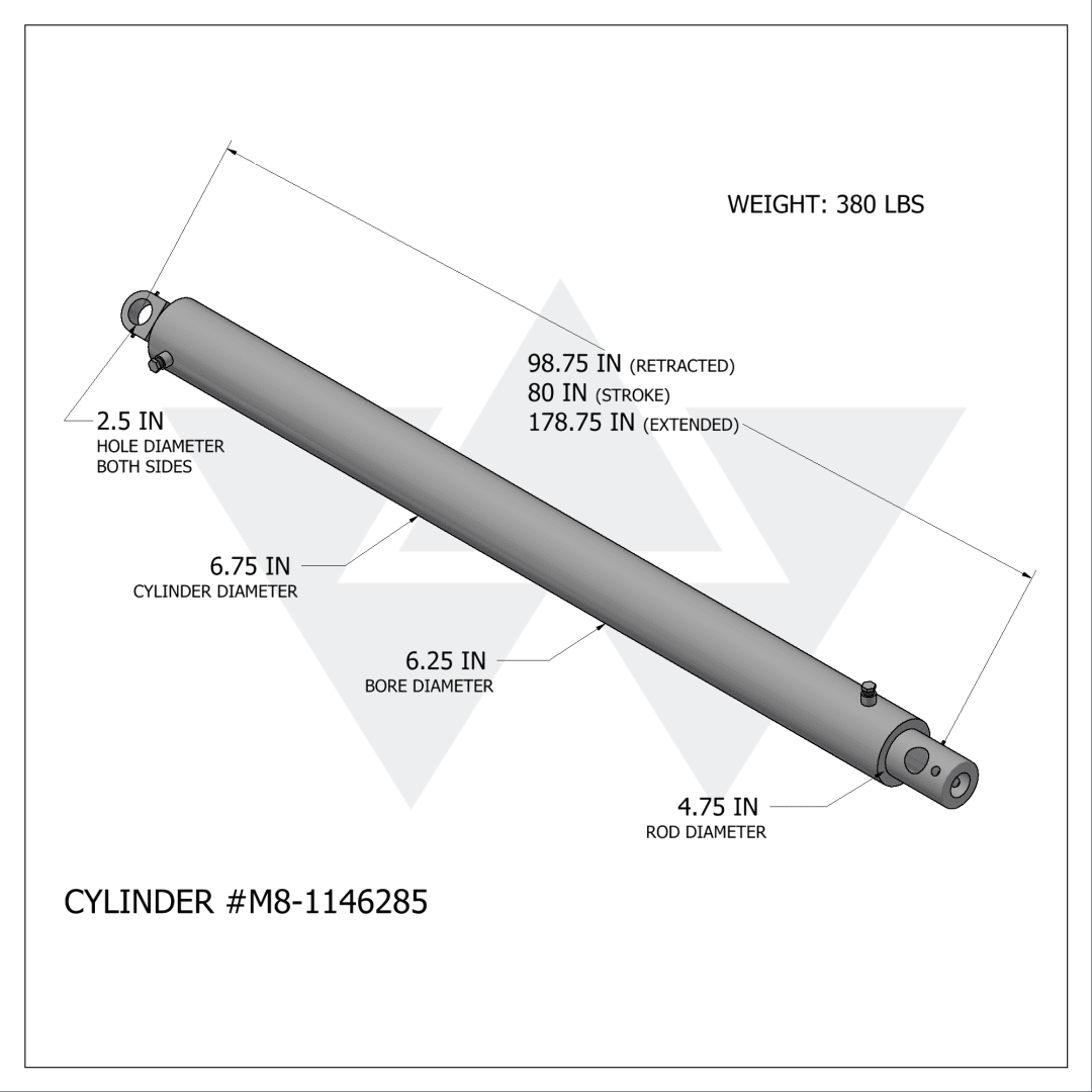 Wastebuilt® Replacement for McNeilus Hydraulic Cylinder (6.25" X 4.6" X 80")