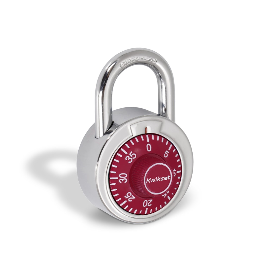 Kwikset Combination Dial Padlock, 3-Digit, 2 in Body, 1 Pack, Red