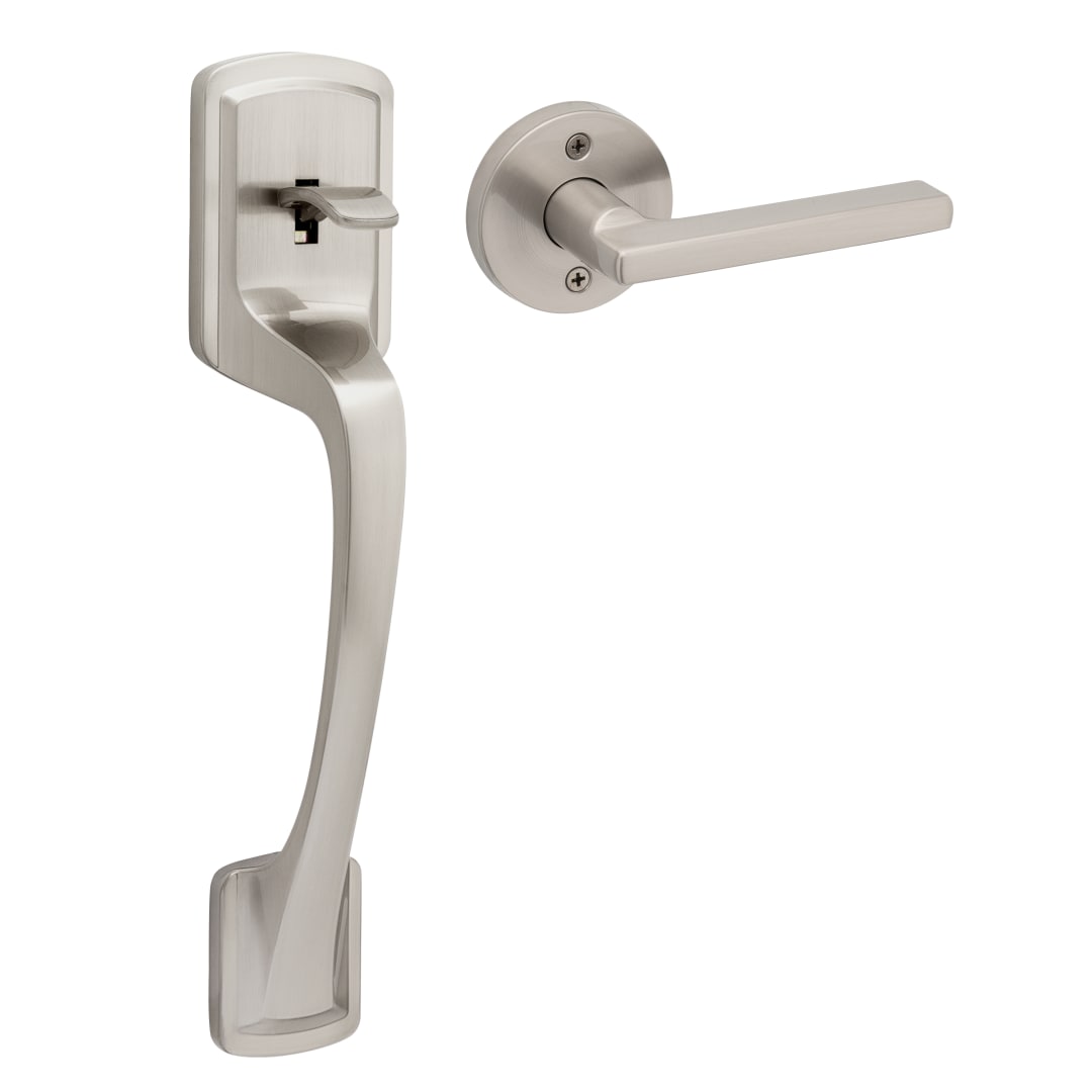 Prague Single Cylinder Handleset with Cambie Knob in Satin Nickel