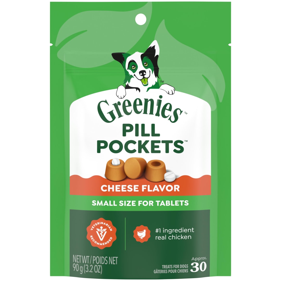 GREENIES PILL POCKETS for Dogs Tablet Size Natural Soft Dog Treats, Cheese Flavor, 3.2 oz. Pack (30 Treats)