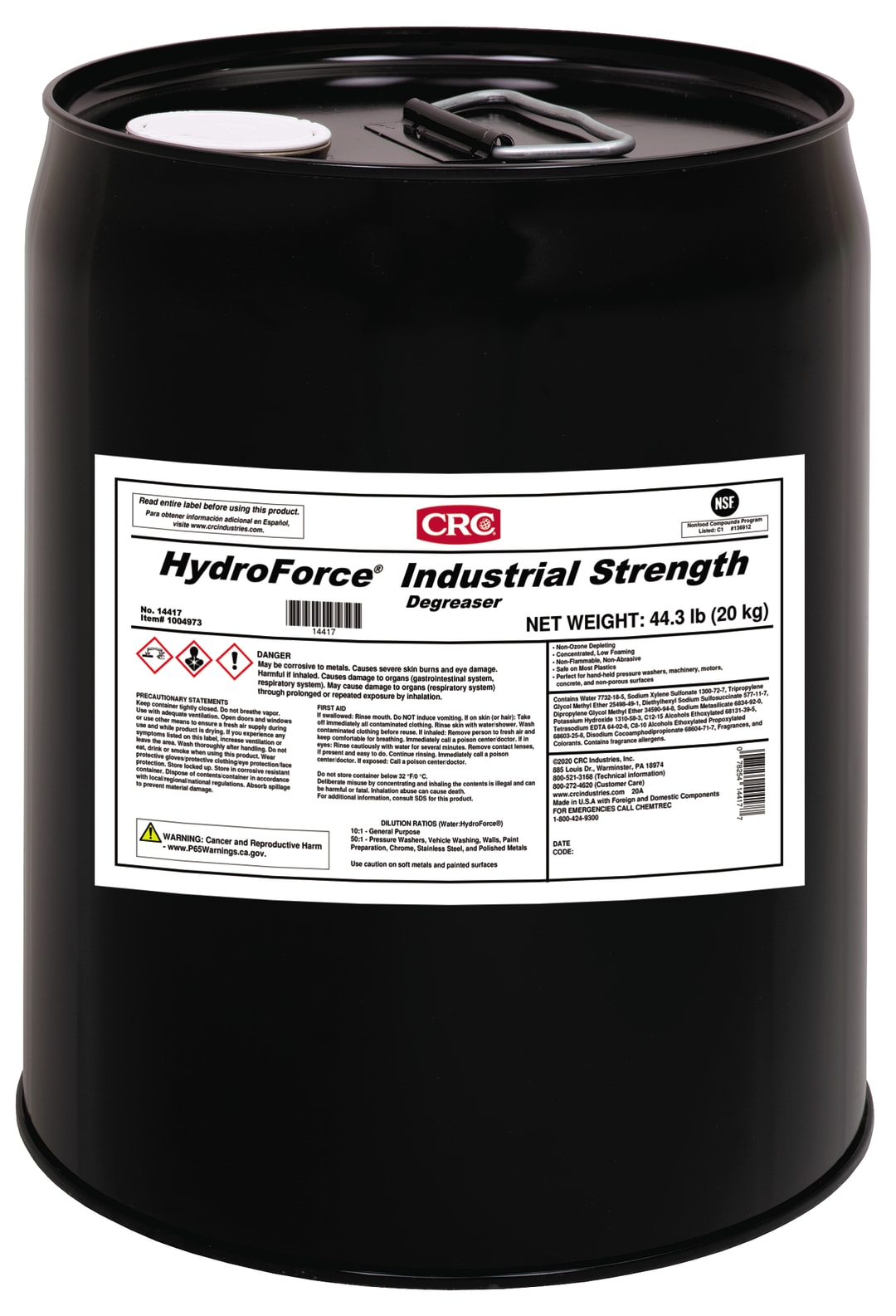 CRC HydroForce Industrial Strength Degreaser 1X5GL