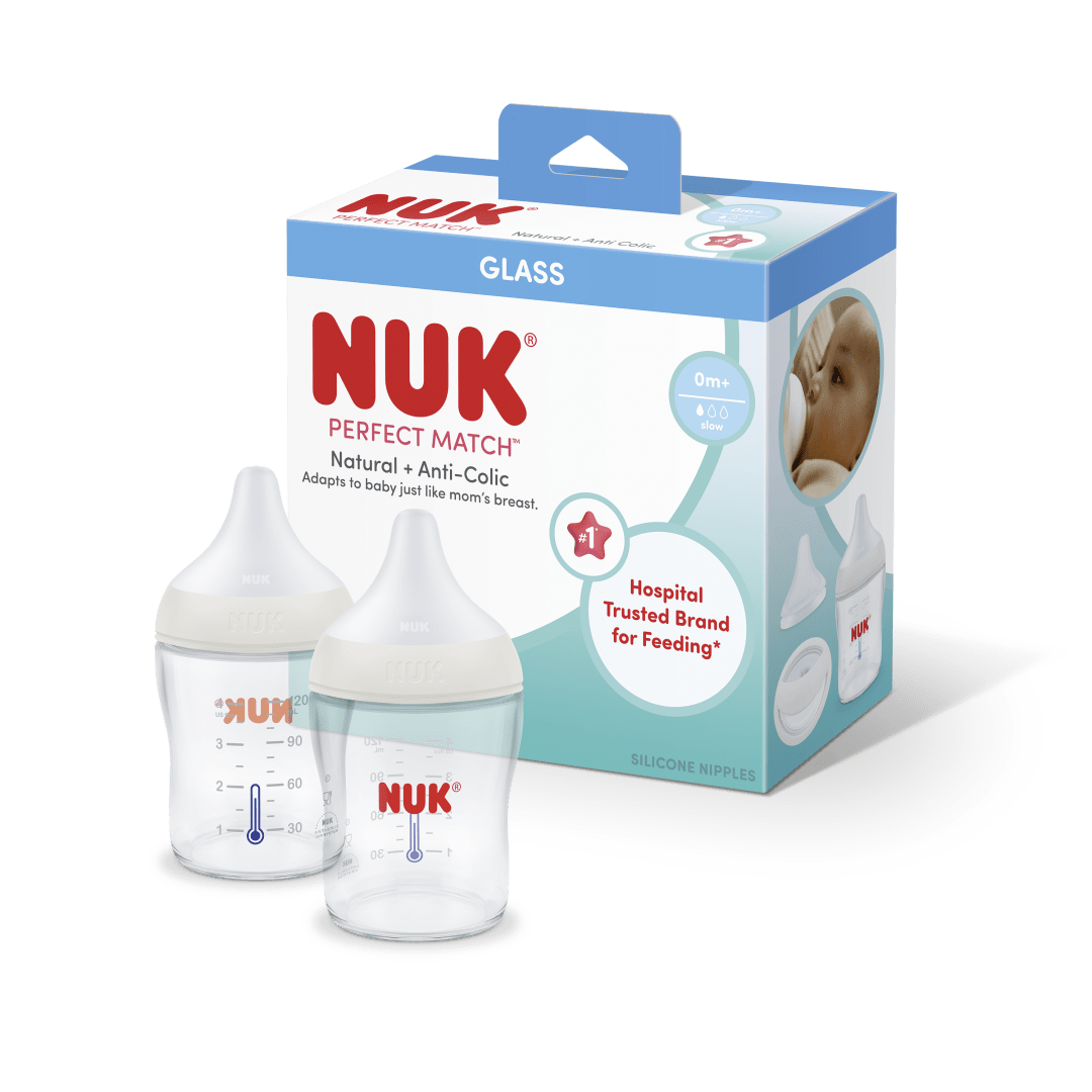 NUK® Perfect Match™ Glass Bottle, 4 oz, 2 pk