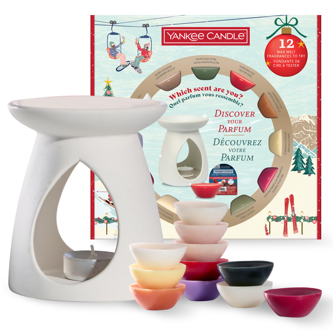 Yankee Candle Set de regalo de ceras fundidas navideñas perfumadas | 12 ceras fundidas perfumadas1 quemador y 1 vela de té sin aroma | Colección Après Ski | Regalos navideños perfectos para mujeres