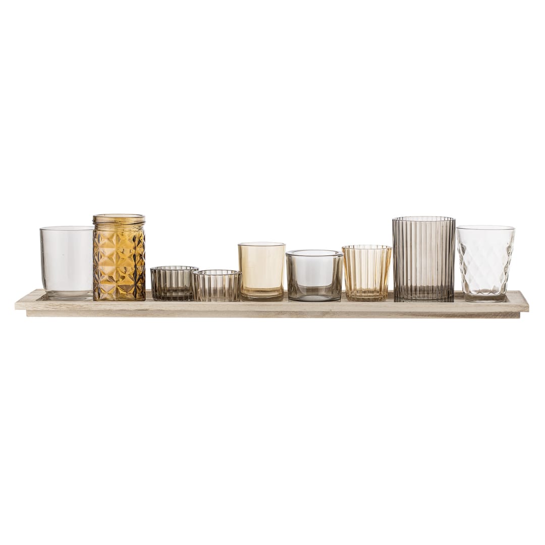 27404487 - Sanga Tray w/Votive, Brown, Glass STOCK: 273