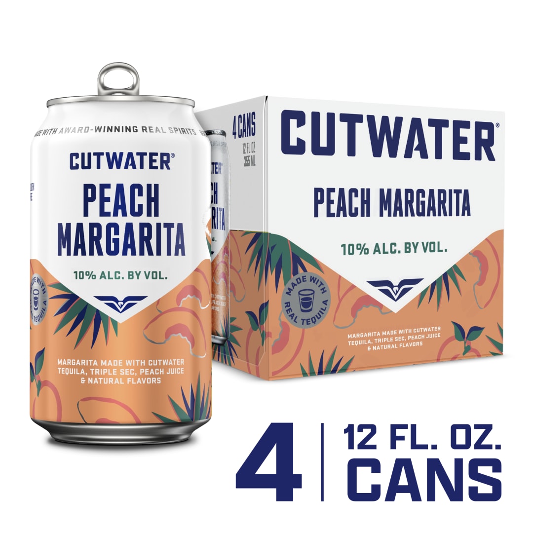 Cutwater Peach Margarita 4 pack, 12 fl oz Cans