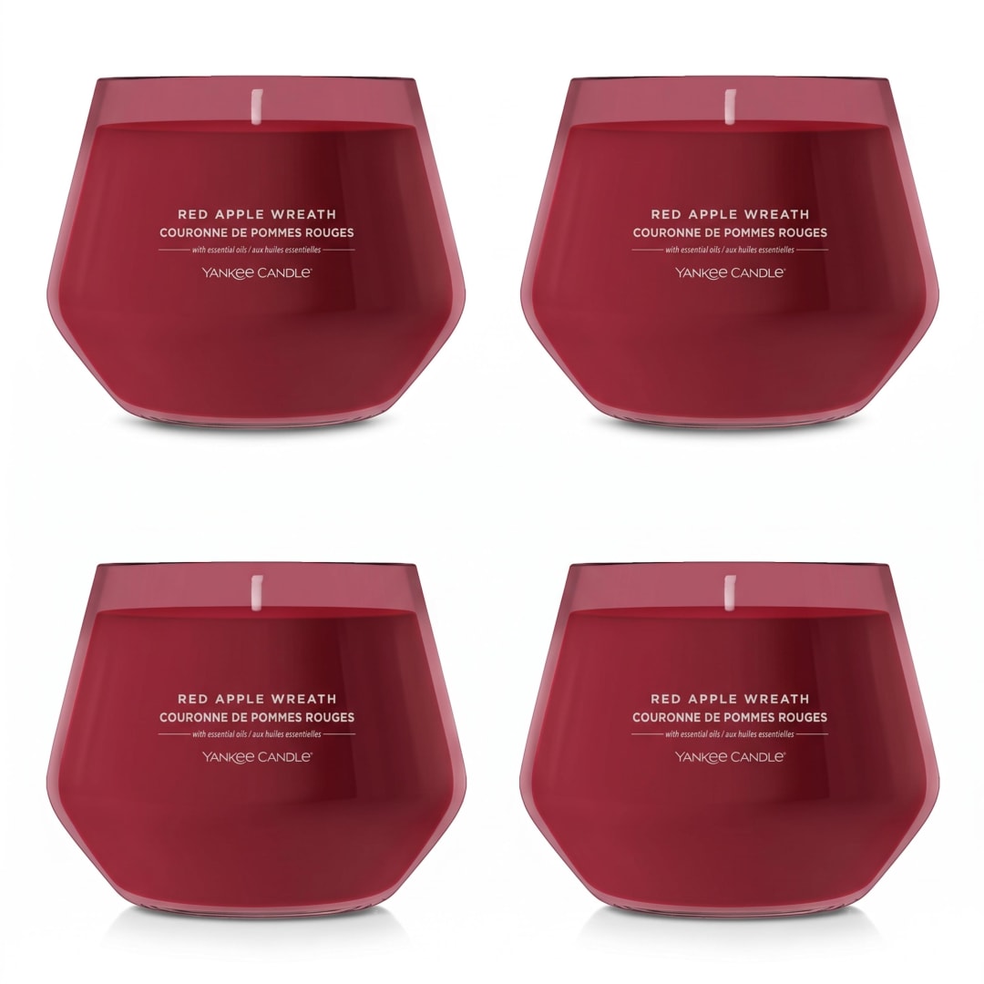 Bougie parfume Yankee Candle en pot Studio, jusqu 50heures de combustion, Couronne de pommes rouges, 4 units