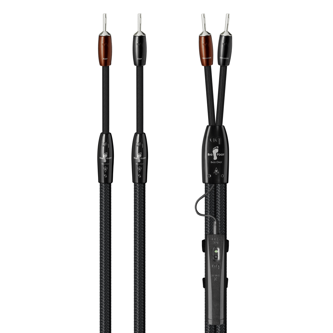 AudioQuest BigFoot Bass-Only Speaker Cable w/ RF/ND-Tech for Midrange and Bass (12', 2 x Male Banana, Silver)